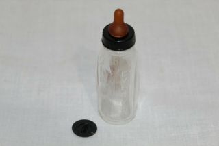Vintage Evenflo Mini Clear Glass Baby Doll Bottle With Top And Nipple No.  11