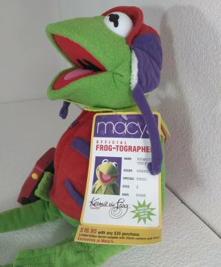 Collectible 2002 Macy’s Kermit The Frog - Tographer Jim Henson Plush Camera H1 5