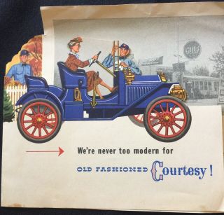 Gas Station Gulf Car Service Early Mail Ad Cut Out Fold Auto Graphics Oil Vtg