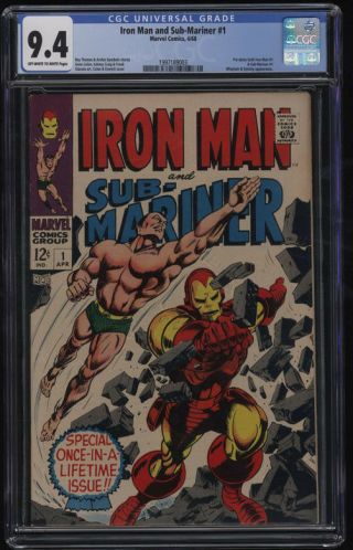 Iron Man And Sub - Mariner 1 Cgc 9.  4 Ow - W Pages 1968