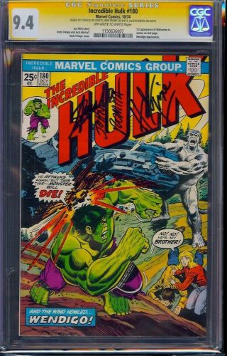 Hulk 180 Cgc 9.  4 Signed X3 Stan Lee,  Romita & Trimpe 1st Wolverine In Cameo
