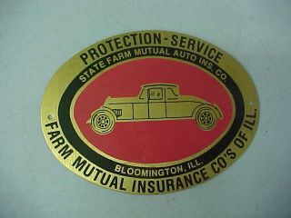 Vintage State Farm Mutual Auto Ins.  Co.  Brass Tacker Sign (1920 