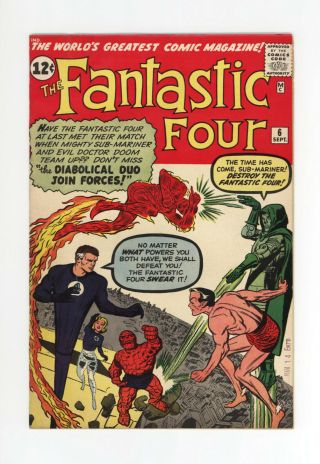Fantastic Four 6 - Sub - Mariner & Doctor Doom Unrestored - Jack Kirby