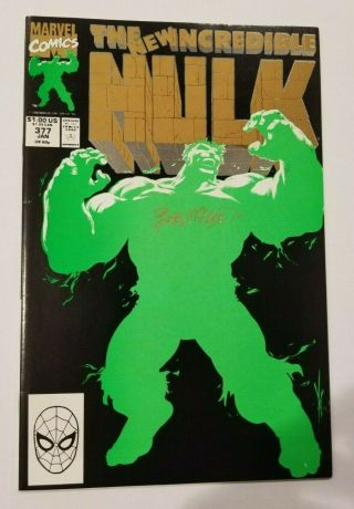 Incredible Hulk 377 Nm 9.  4 2nd Print Signed By Bob Mcleod 1991 Marvel