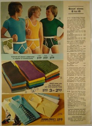 1972 Vintage PAPER PRINT AD mens fashion floral body shirt rib knit underwear 2