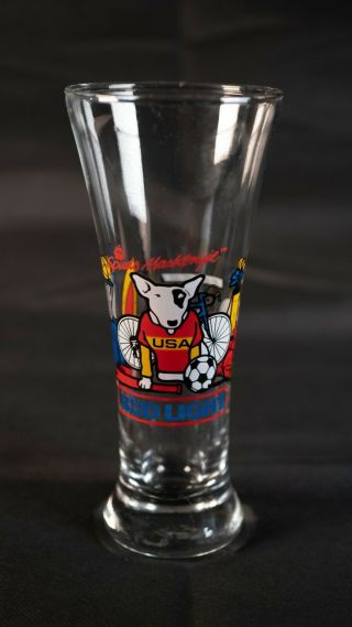 Budweiser Spuds Mackenzie Beer Glass 1988 Bud Light Sports Usa Mckenzie