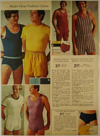 1972 Vintage Paper Print Ad Mens Shirt Short Boxer Briefs Lounging Bath Terry