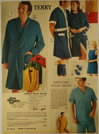 1972 Vintage PAPER PRINT AD mens shirt short boxer briefs lounging bath Terry 2