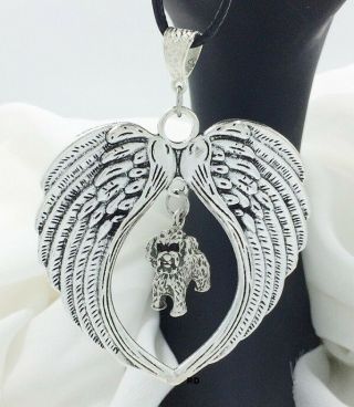 Bichon Frise Dog Lovers Angel Wings Memory Leather Necklace