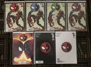 Spider - Man & Deadpool 1 2016 Marvel All 7 Printings 1st 2nd 3rd 4th 5th 6th 7th