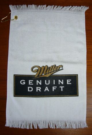 Miller Draft Bar Hand Sports - Towel Brand White 100 Cotton Golf Bowling