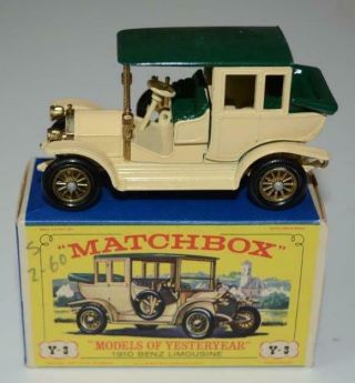 Early Lesney Matchbox Yesteryear - Benz Limousine - Cream / Green Y3
