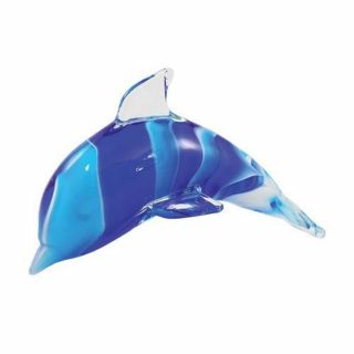 Glass Multi Blue White Swirl Dolphin Figurine