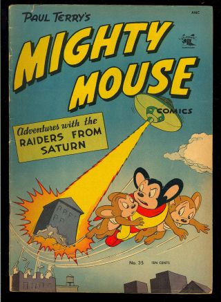 Mighty Mouse Comics 35 Flying Saucer Cover St.  John 1952 Vg