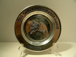 Mobil Oil Station Appearance Award Plate / Tray 1983 Wilton Pewter