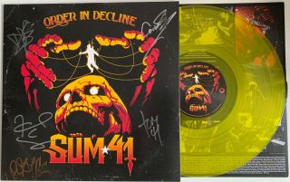 Sum 41 Order In Decline Hand Signed (smudged) Autograph Limited Yellow Vinyl