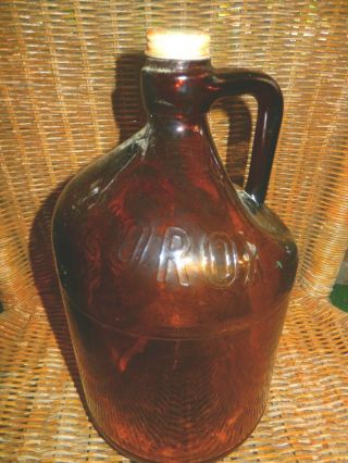 Vintage One Gallon Clorox Glass Bleach Bottle With Metal Cap Embossed Brown