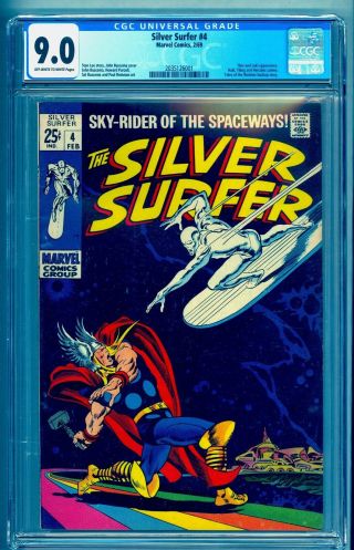 Silver Surfer 4 Cgc 9.  0 Bright Colors No Marks Or Stamps Unpressed See Our 1