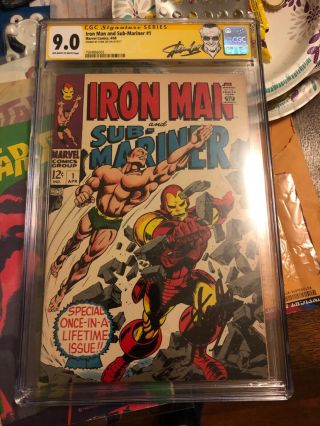 Iron Man And Sub - Mariner 1 (apr 1968,  Marvel) Cgc 9.  0 Stan Lee Signature.