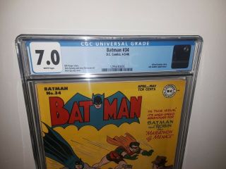 GOLDEN AGE BATMAN 34 1946 CGC 7.  0 White Pages ALFRED STORY DC COMICS 2