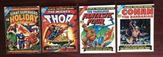 (4) Marvel Comics Treasury Edition (1974) Conan - Thor - Fantastic Four - Holiday