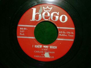 Rare Orig Mint/m - Soul 45 Carlos Guzman Fabulous Four I Knew You When/crying