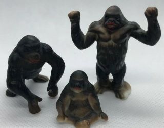 Vintage Japan Bone China Gorilla Miniature Family 3 Figure Set