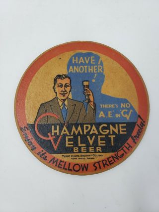 Champagne Velvet Beer In 1930’s 4 Inch Absorbo Coaster Co.