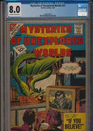 Charlton Comics Mysteries Of Unexplored Worlds 27 1961 Cgc 8.  0 Only 1 On Census