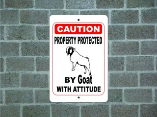 Property Protected By Goat With Attitude Metal Aluminum Tin Sign B