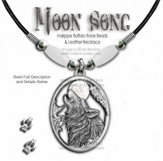 Wolf Moon Song Buffalo Bone Choker Necklace Wolves Western Art - W 
