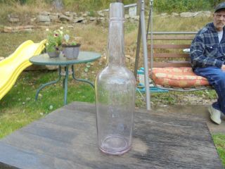 Old Whiskey Bottle Light Amethyst Colored W.  W.  On Base
