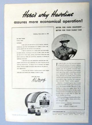 Dated 1939 Texaco Ad Photo Endorsed G E Mike Murphy Of Perryton,  Texas