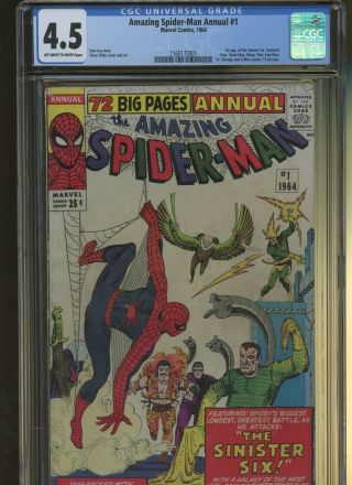 Spider - Man Annual 1 Cgc 4.  5 | Marvel 1964 | 1st Sinister Six.