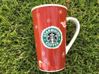 Starbucks Red Tall Holiday Christmas 2008 Deer Logo 16 Oz Coffee Tea Mug Cup