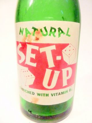 Vintage Acl Soda Pop Bottle: Green Natural Set - Up Of Dallas,  Tx - 7 Oz Acl