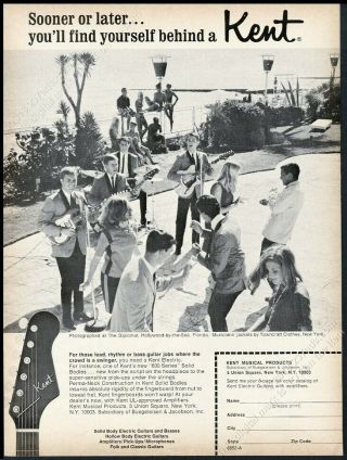1966 Kent 600 Electric Guitar Photo Vintage Print Ad