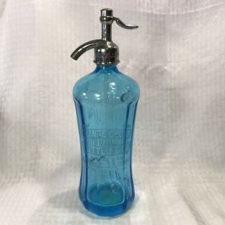 Tg184 Antique Vtg Blue Glass Orange Crush Seltzer Soda Water Bottle 12 "
