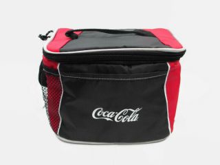 Coca - Cola 6 - Pack Lunch Cooler Bag Red And Black Colorblock W/ Handle And Strap