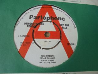 Simon Dupree & The Big Sound - Reservations 1967 Uk 45 Parlophone Demo