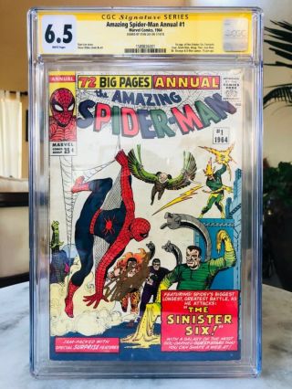 Spider - Man Annual 1 Cgc 6.  5 Wp Stan Lee Sig Series 1st App Sinister Six