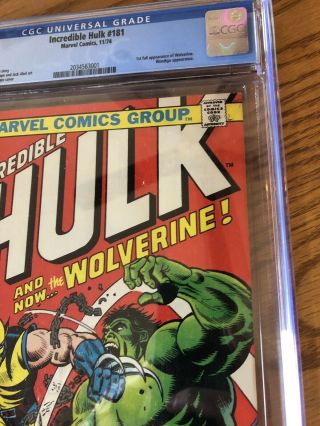 Incredible Hulk 181,  CGC 9.  2,  1st appearance Wolverine,  HOT,  CGC 9.  2 9