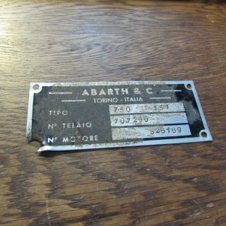 Vintage Abarth & C.  Torino - Italia Car 750 Plate 151
