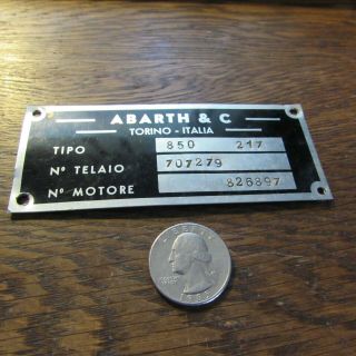 Vintage Abarth & C.  Torino - Italia Car 850 Plate 217