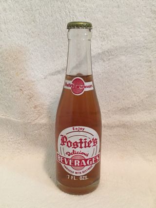 Full 7oz Postie’s Pale Dry Ginger Ale Acl Soda Bottle Mcadoo,  Pa