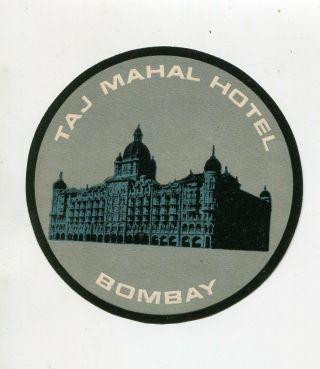 Vintage Hotel Luggage Label Taj Mahal Hotel Bombay India Mumbai Exterior