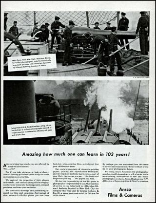 1945 Civil War Uss North Carolina Ansco Film Camera Vintage Photo Print Ad Adl23