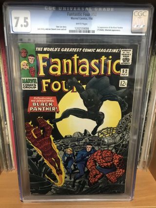 Fantastic Four 52 - First Appearance Black Panther Cgc 7.  5 White Pages Endgame