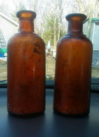 Antique & Vintage Dioxogen Oakland Chemical Co.  Amber Cork Top Bottles