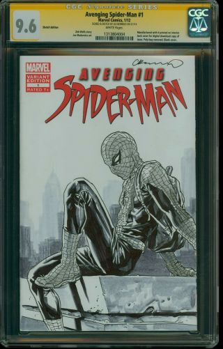 Avenging Spider - Man 1 Cgc 9.  6 Ss Sketch By Lee Bermejo Of Spiderman Blank Comic